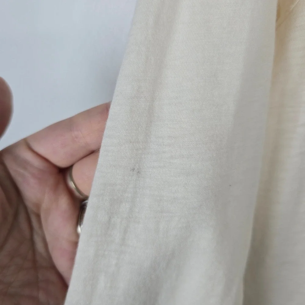 Lucky Brand Small Cream Crochet Trim 3/4 Sleeve Top Women's Blouse - Picture 3 of 4